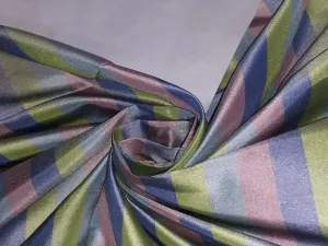 100% Silk Taffeta Fabric GREEN,BLUE,DUSTY ROSE Stripes 54" WIDE TAFS162[3]