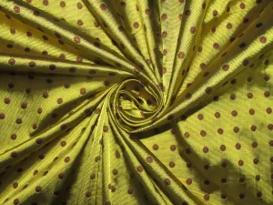 100% Silk Taffeta Jacquard Fabric  gold with brown dotted  jacquard  TAFJACNEW10