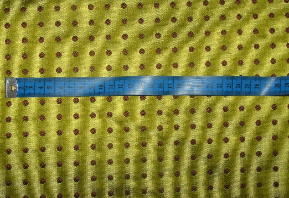 100% Silk Taffeta Jacquard Fabric  gold with brown dotted  jacquard  TAFJACNEW10