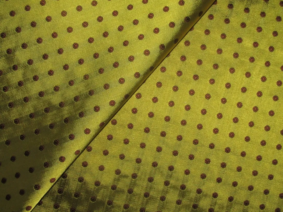 100% Silk Taffeta Jacquard Fabric  gold with brown dotted  jacquard  TAFJACNEW10