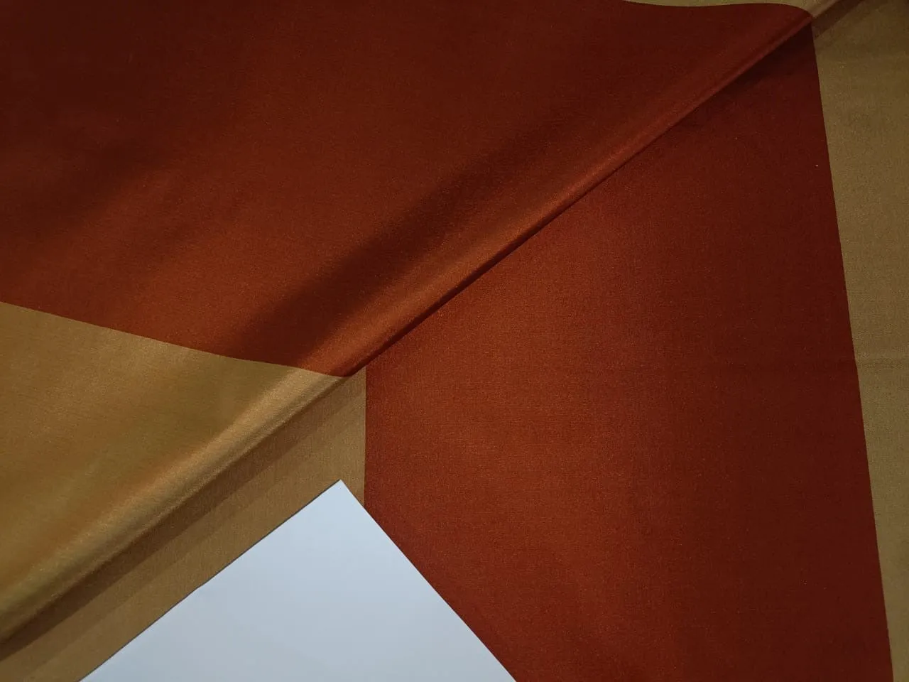 100% SILK TAFFETA Rust Orange & Sand Gold colour stripe FABRIC~Width 54" wide Taf#S41