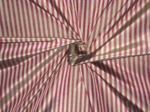 100% Silk Taffeta ~ Tan Wine 4 mm Stripe TAFS3[1] 54&quot; wide
