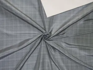 100% SILK TAFFETA TINY PLAIDS GREY TAF C4[2] 54&quot; wide