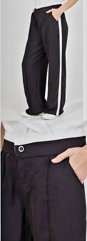 (3P.PACK) Black High Rise Side Panel Wide Leg Trousers