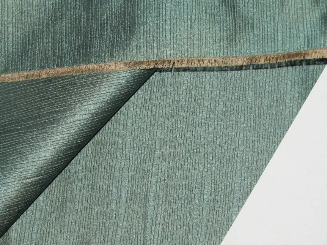 50% Silk 50% Cotton Linen Jacquard  stripes 54" wide Deep Sea Green color TAFNEWS15