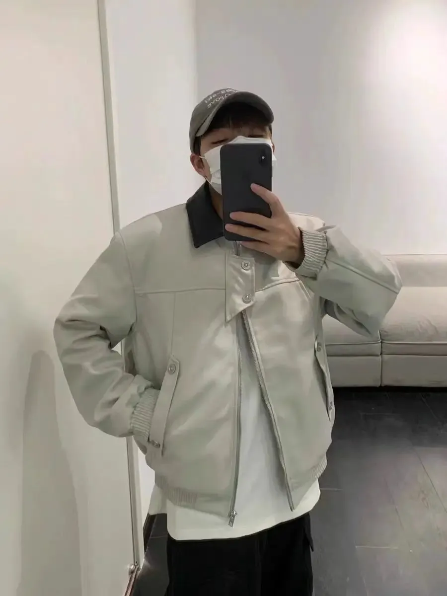 Aidase Vintage Bomber Jackets Men Women Chic Turn Down Collar Long Sleeve Short Coats Loose Spring Autumn Casual Outerwear