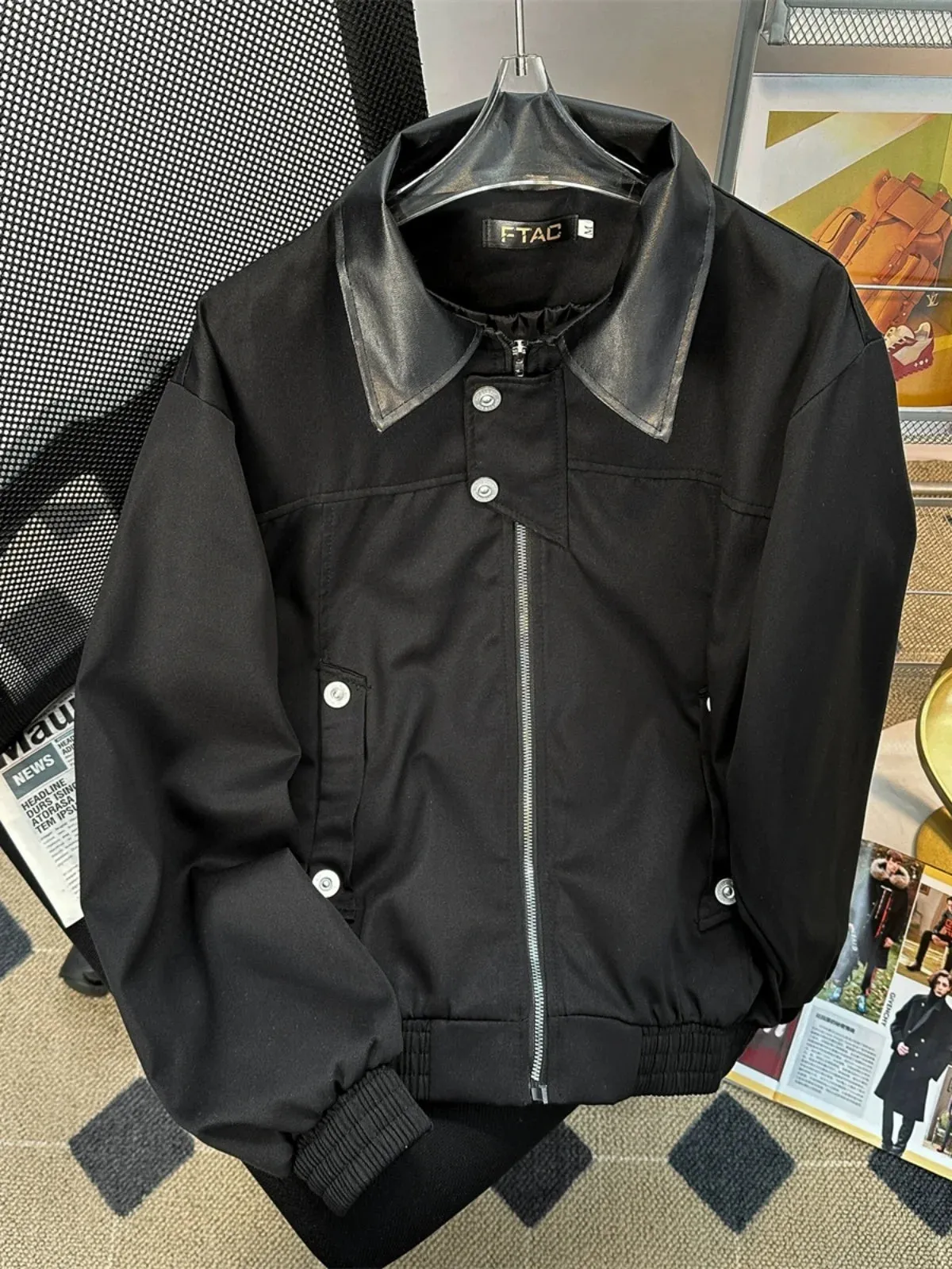 Aidase Vintage Bomber Jackets Men Women Chic Turn Down Collar Long Sleeve Short Coats Loose Spring Autumn Casual Outerwear