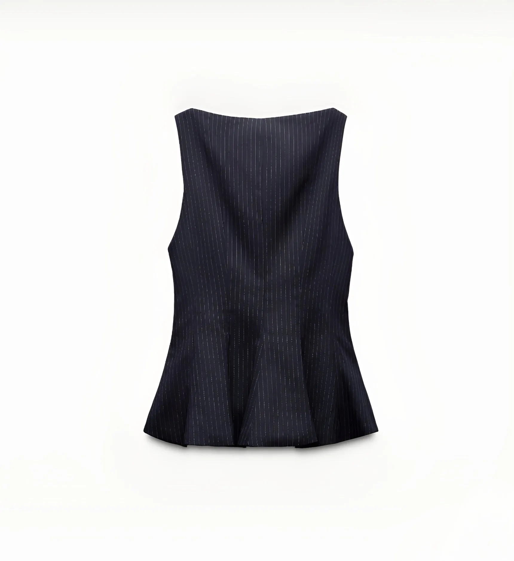 Anderson Pin Striped Ruffled Fitted Top