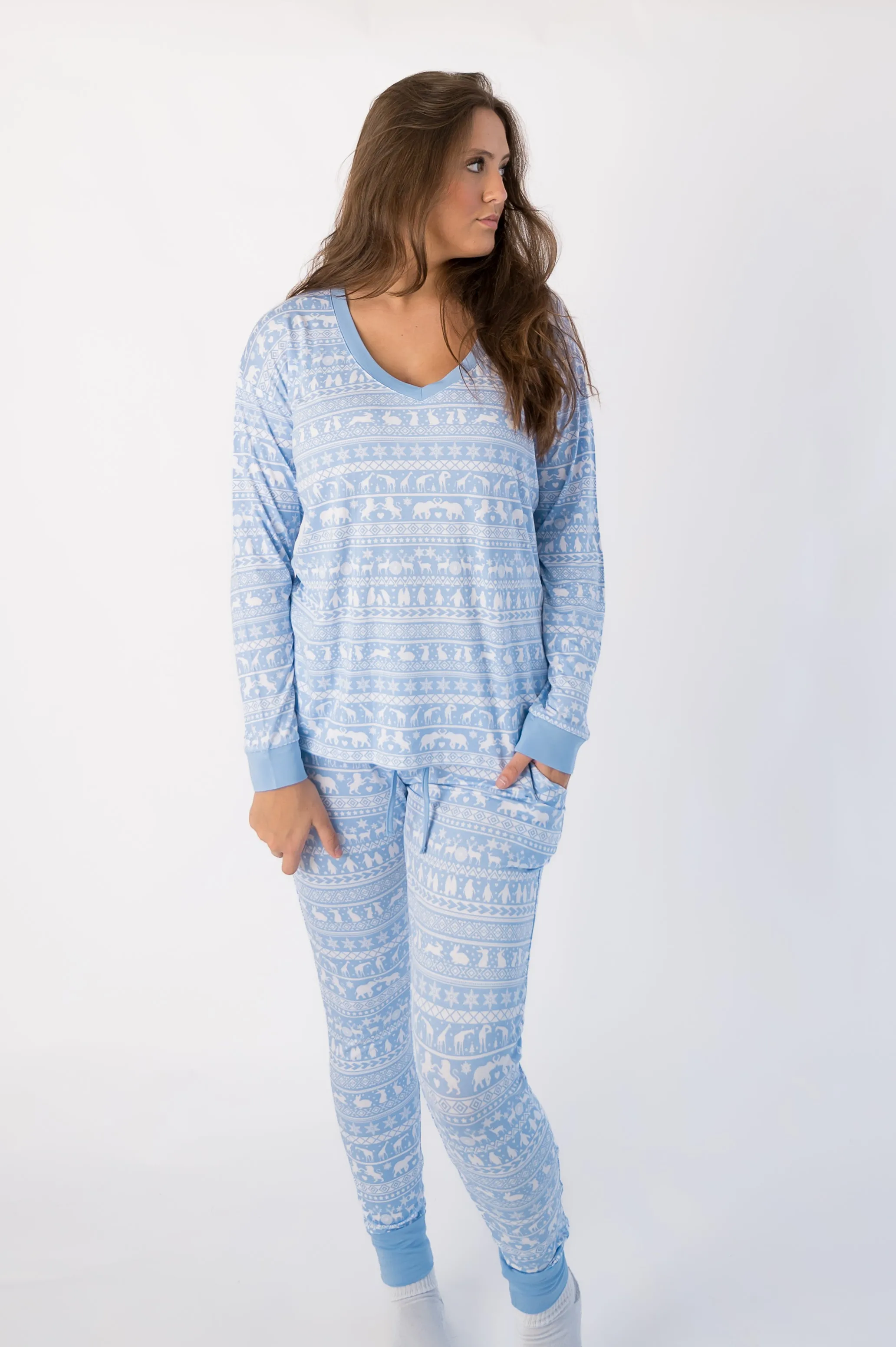 Arctic Fair Isle | Long Sleeve Adult V Neck