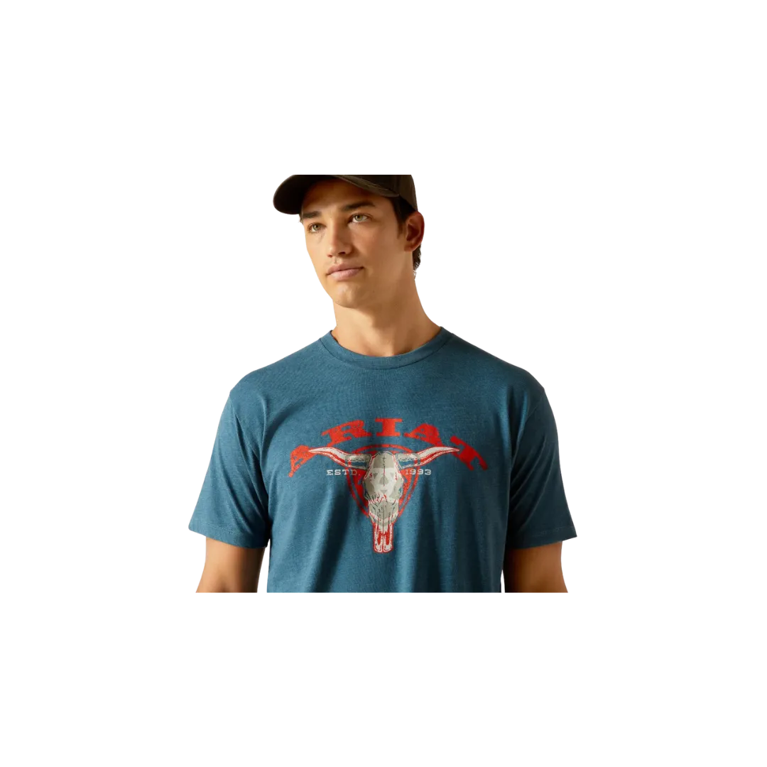 Ariat Men's Skull Heather Blue T-Shirt