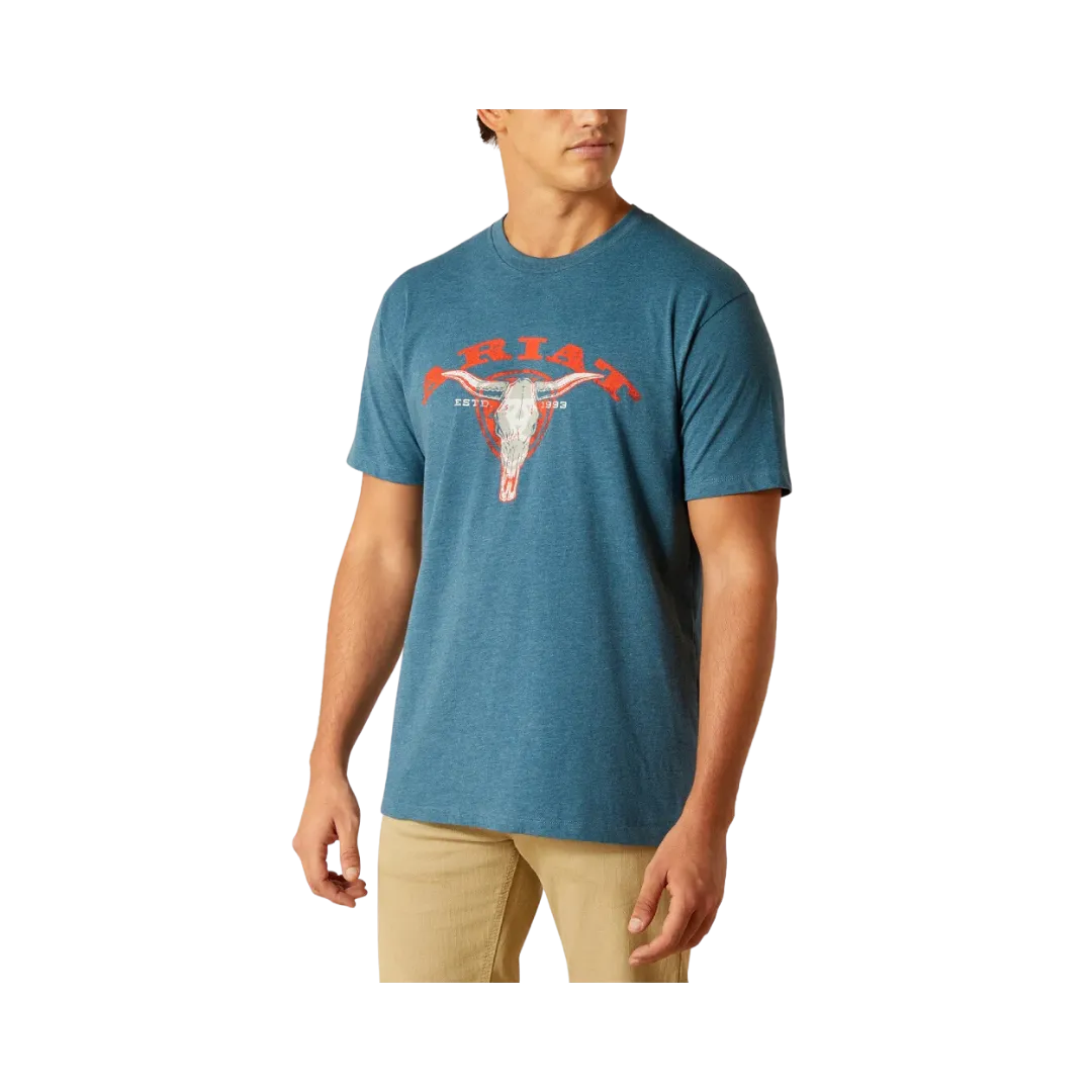 Ariat Men's Skull Heather Blue T-Shirt