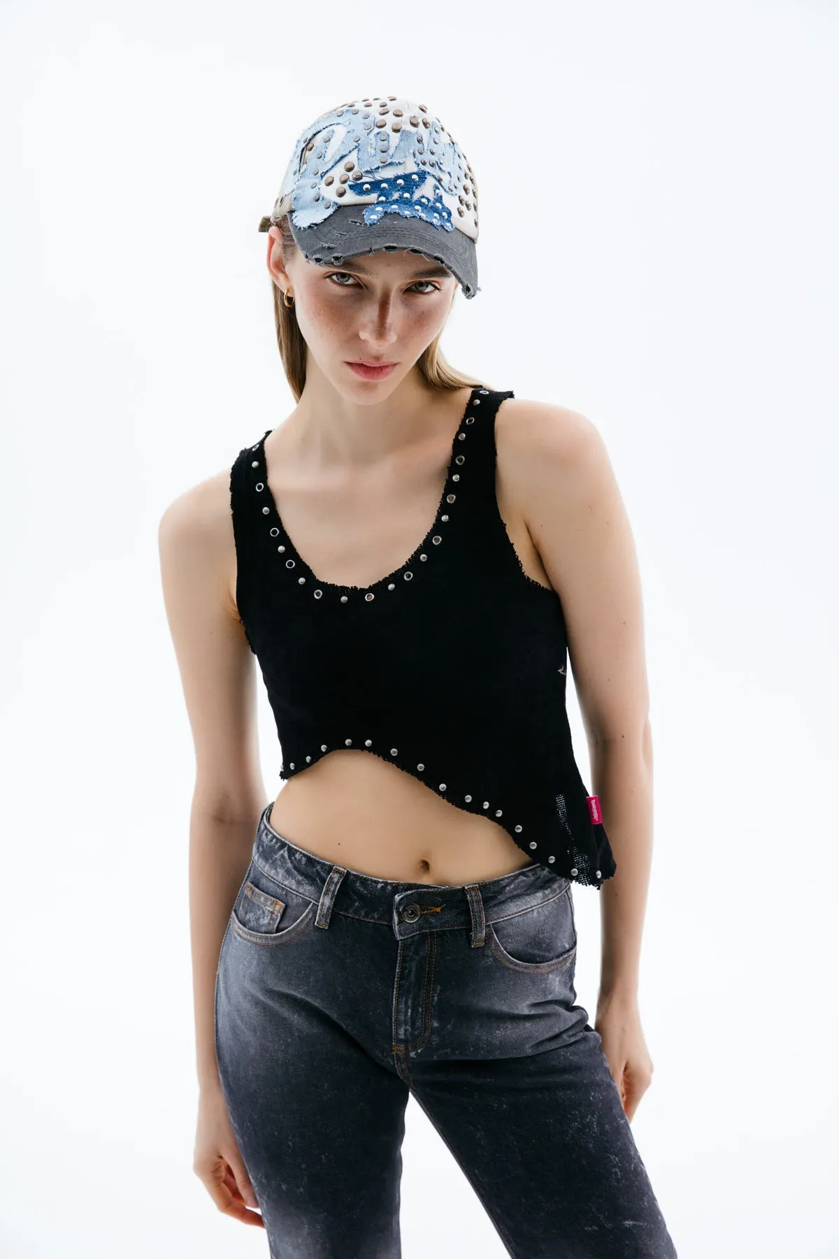 Asymmetric Black Crop Top