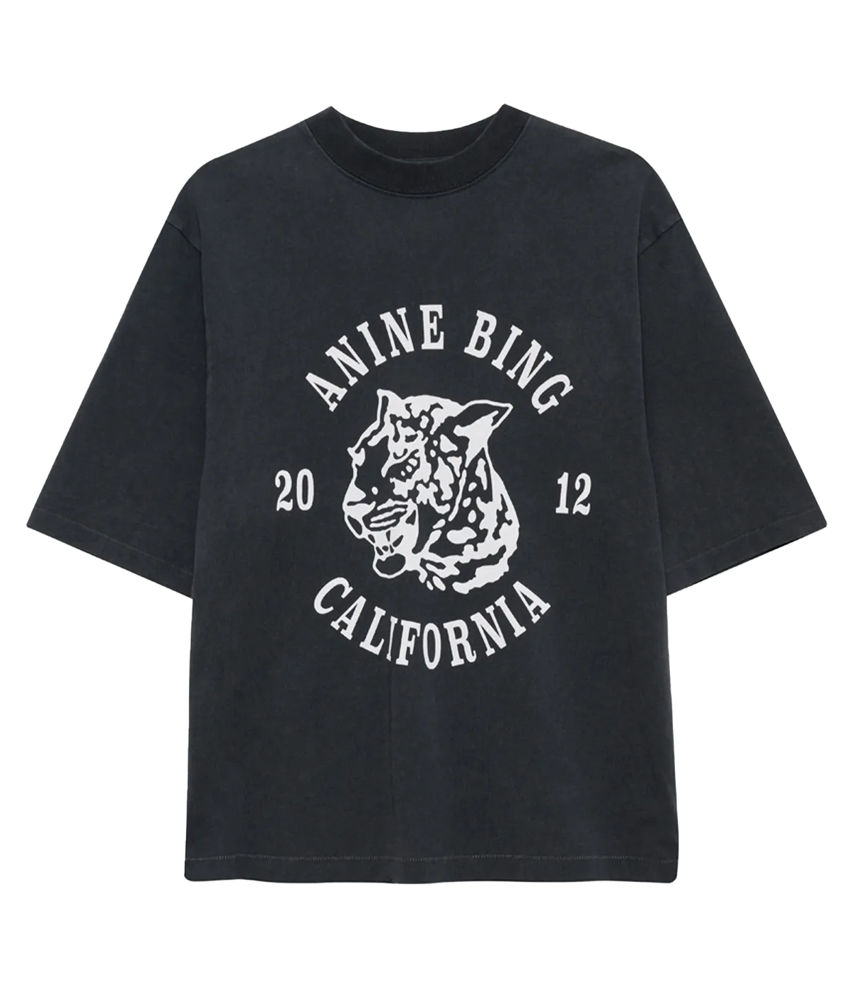 Avi Collegiate Leopard Tee in Black