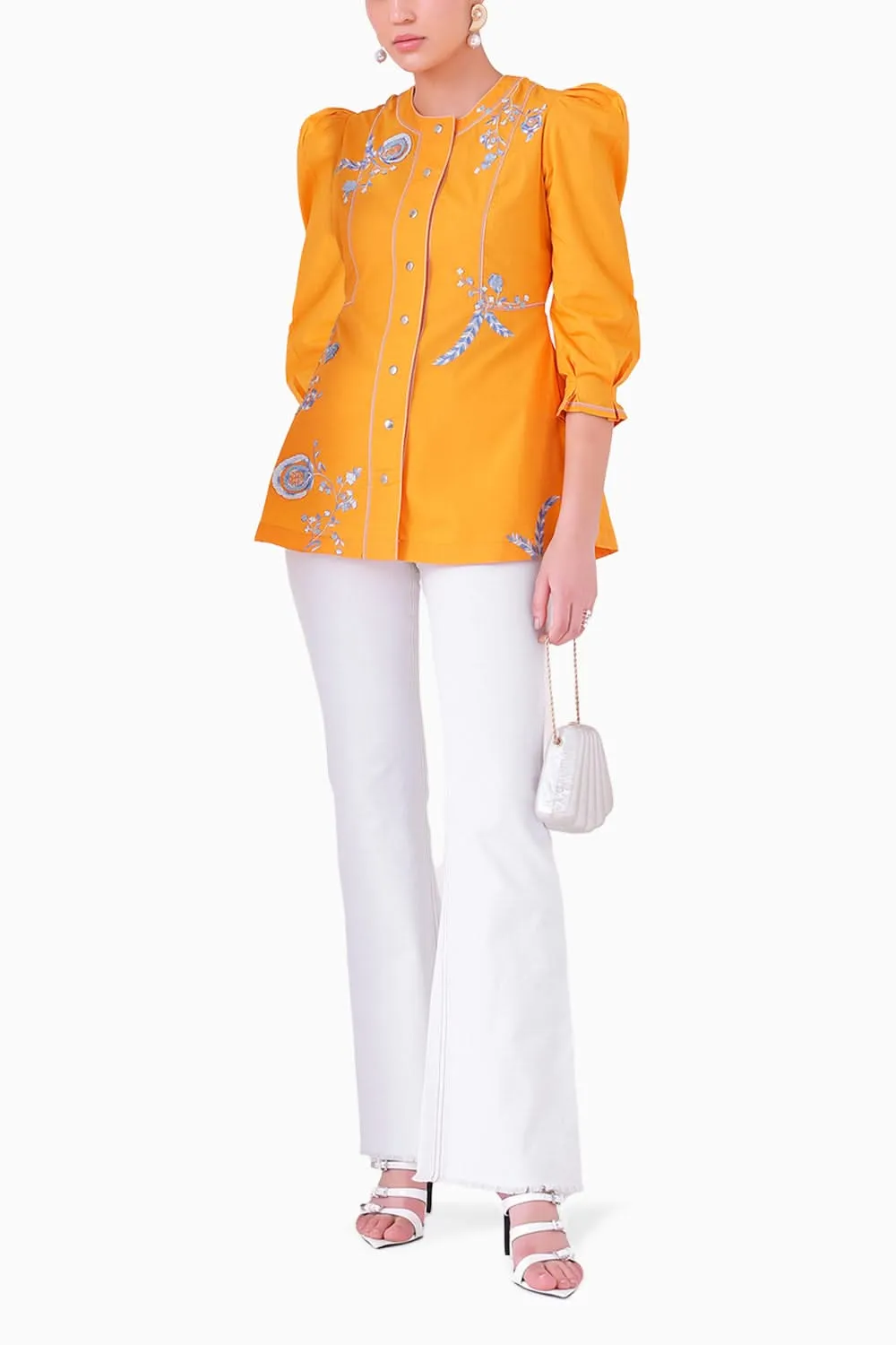 Bahama Sunset Orange and White Top with Denim