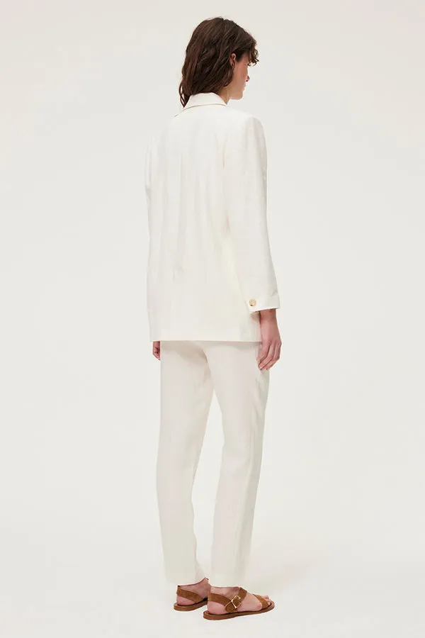 BAMBI ECRU LOOSE LINEN BLEND JACKET