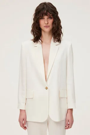 BAMBI ECRU LOOSE LINEN BLEND JACKET