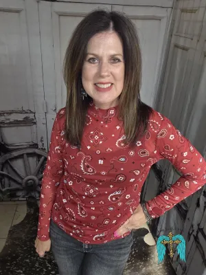 Bandana Babe Mesh Top-Red