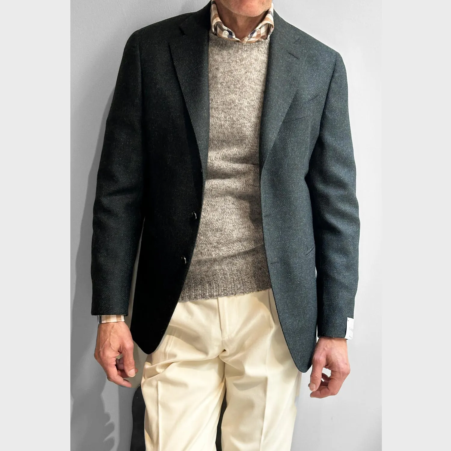 Barto Shetland Wool Crewneck Sweater Mélange Sand Beige