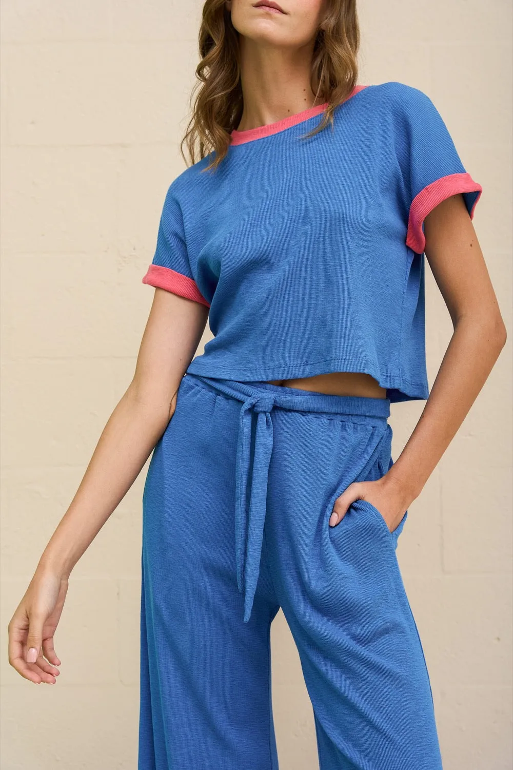 Basic Contrast Rib Top & Pant Set