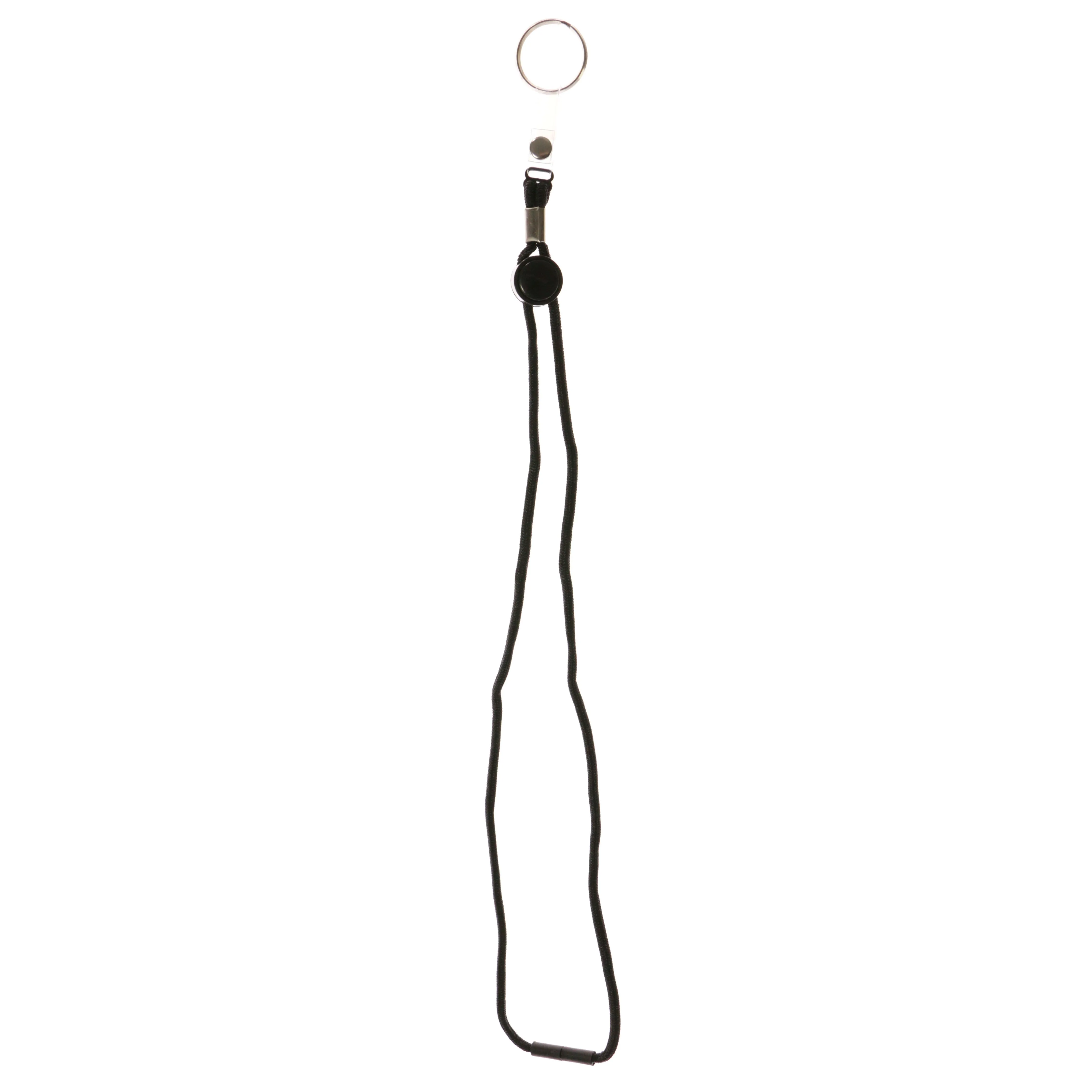 Black & Silver-Tone Colored Fabric Lanyard-Keychain #23