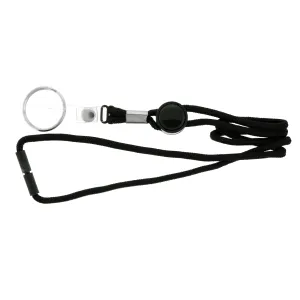 Black & Silver-Tone Colored Fabric Lanyard-Keychain #23