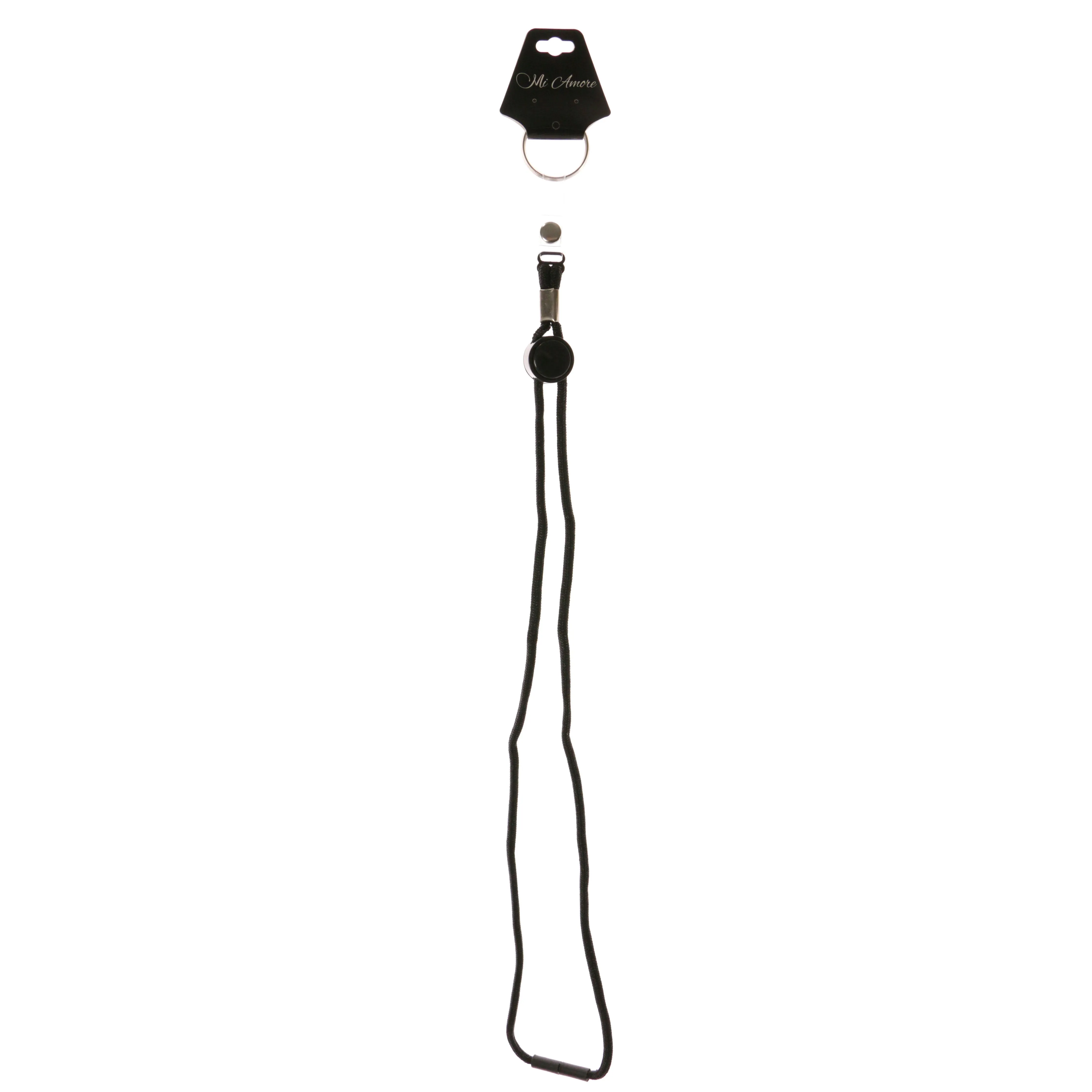 Black & Silver-Tone Colored Fabric Lanyard-Keychain #23