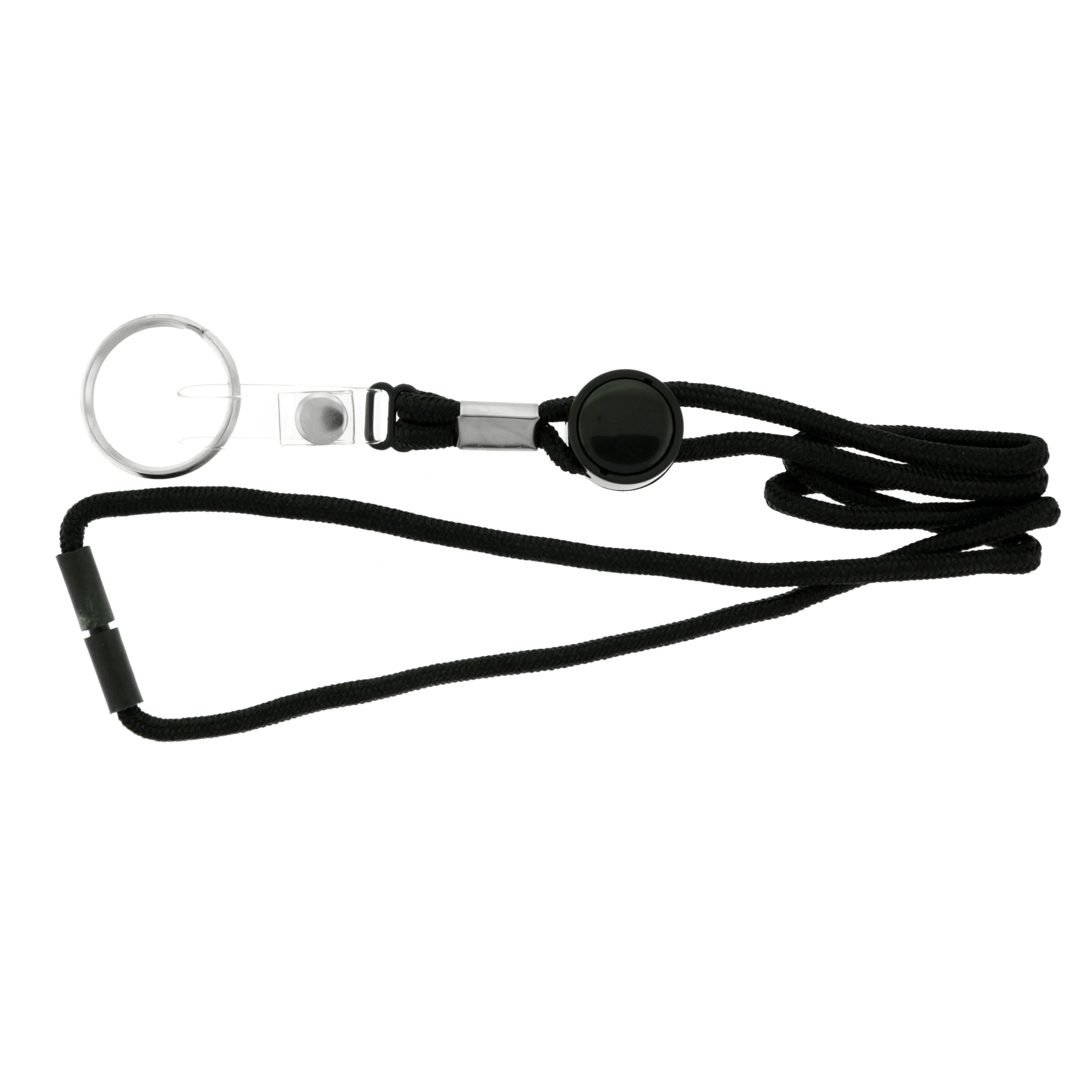 Black & Silver-Tone Colored Fabric Lanyard-Keychain #23