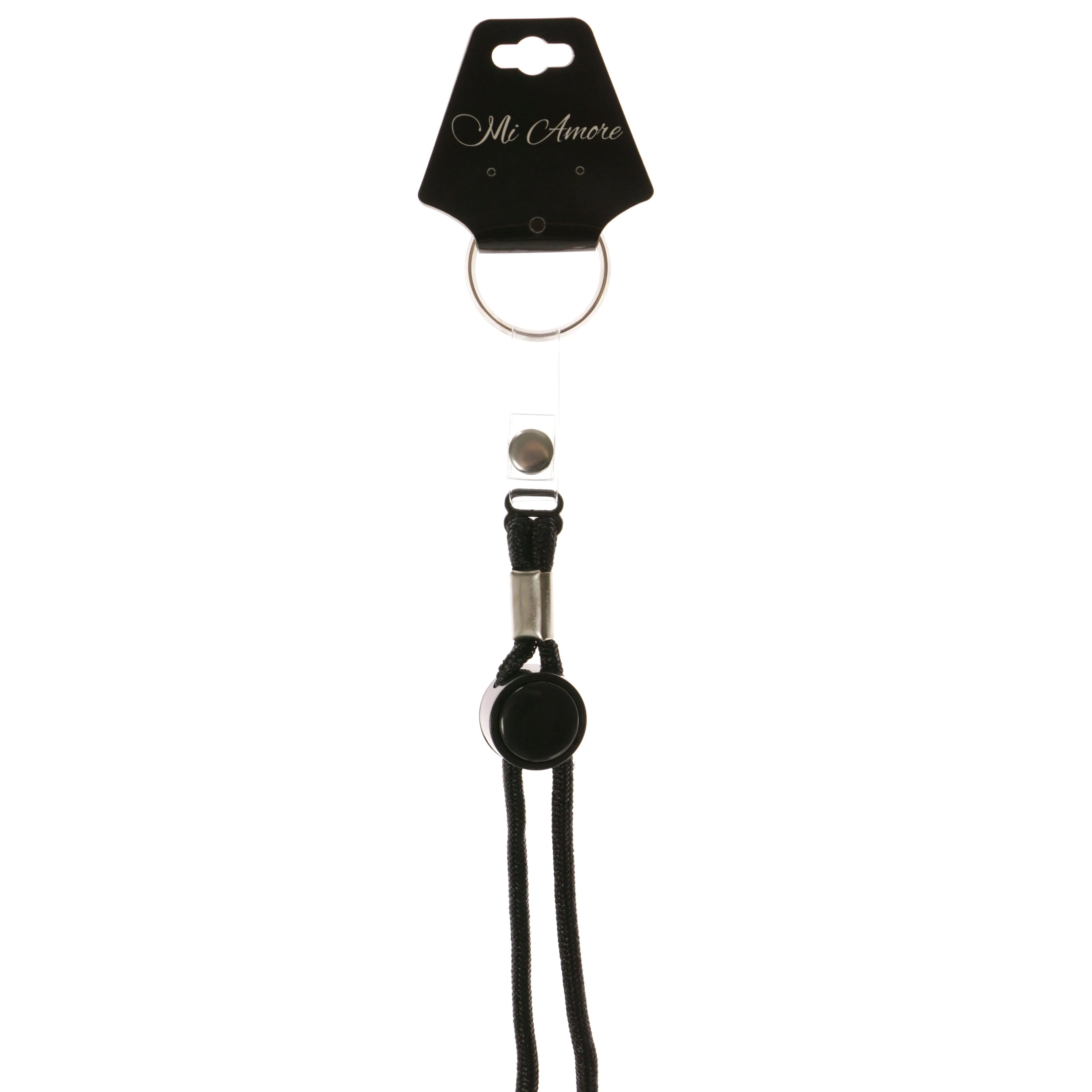 Black & Silver-Tone Colored Fabric Lanyard-Keychain #23