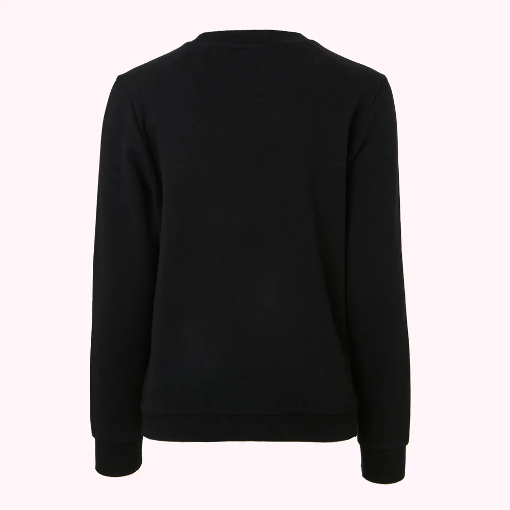 BLACK EMBROIDRED LIP SAMI SWEATSHIRT
