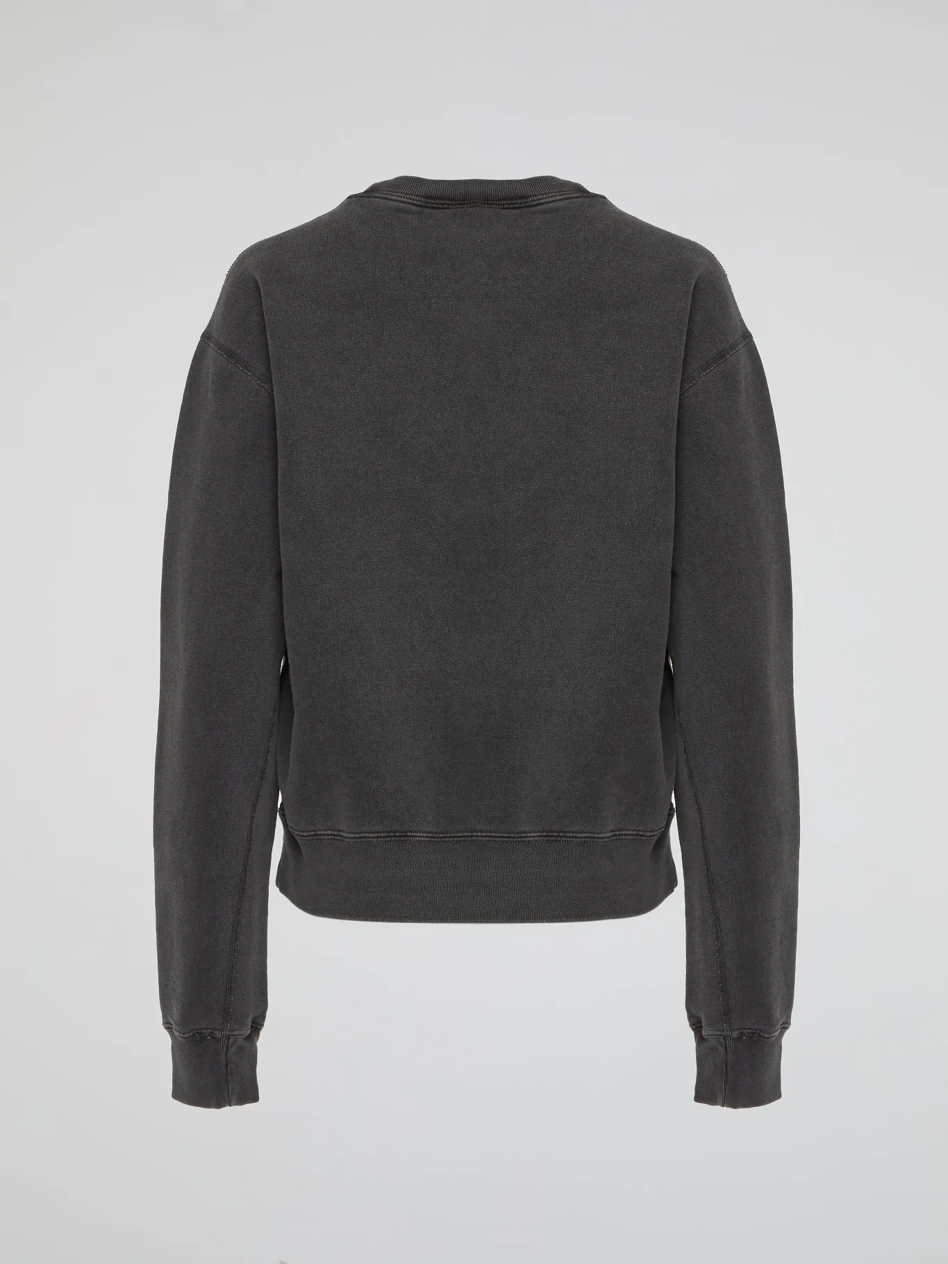Black Garment Dye Crop Top Crewneck Shirt