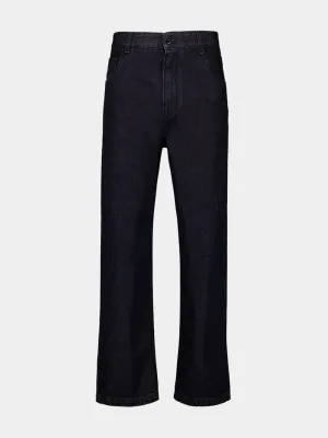 Black Straight-Leg Jeans with FF Turn-Up Hem