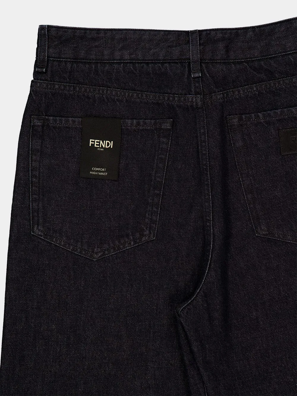 Black Straight-Leg Jeans with FF Turn-Up Hem