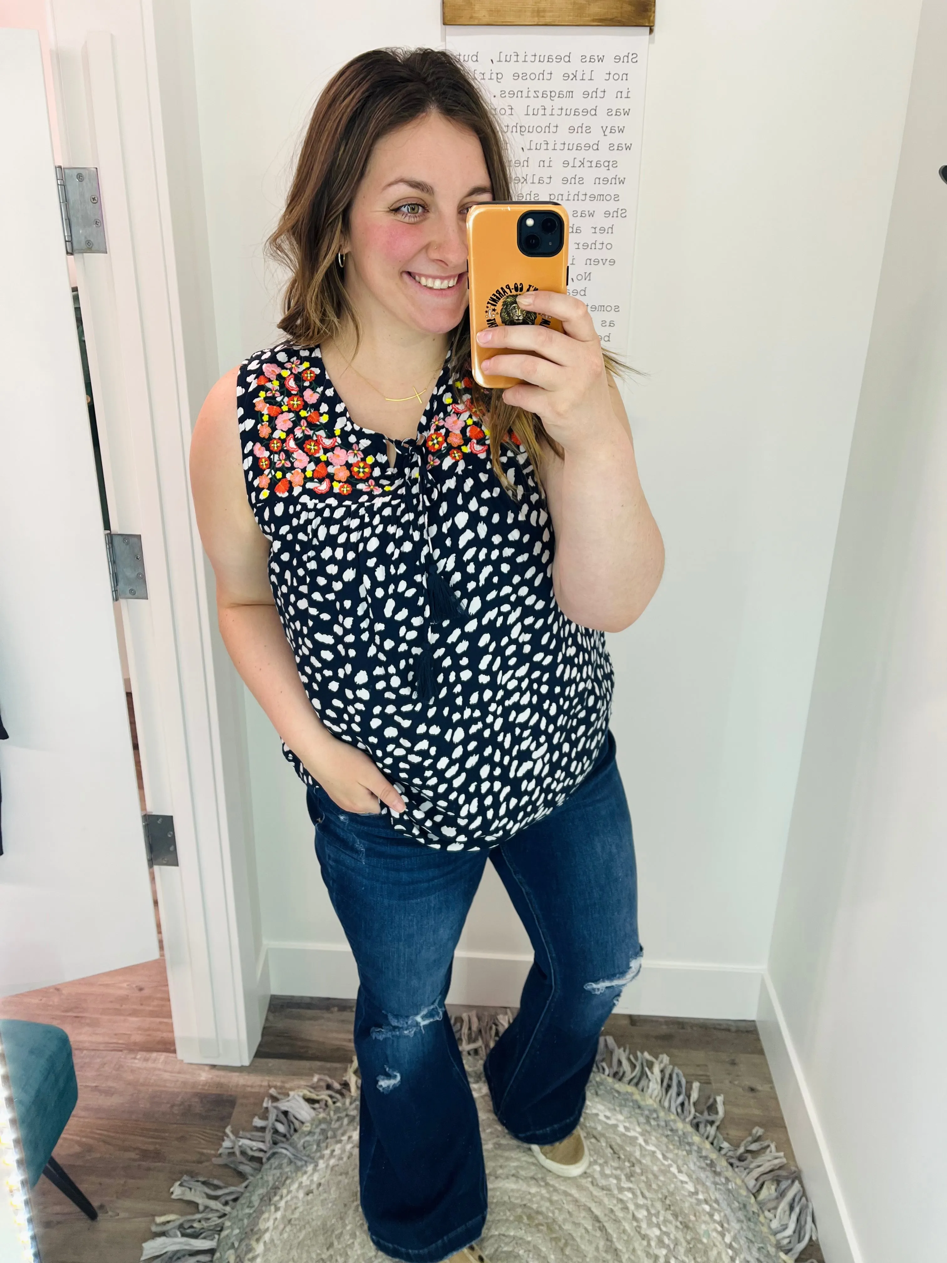 Blaire Dark Wash Mid Rise Distressed Flare KanCan Jeans