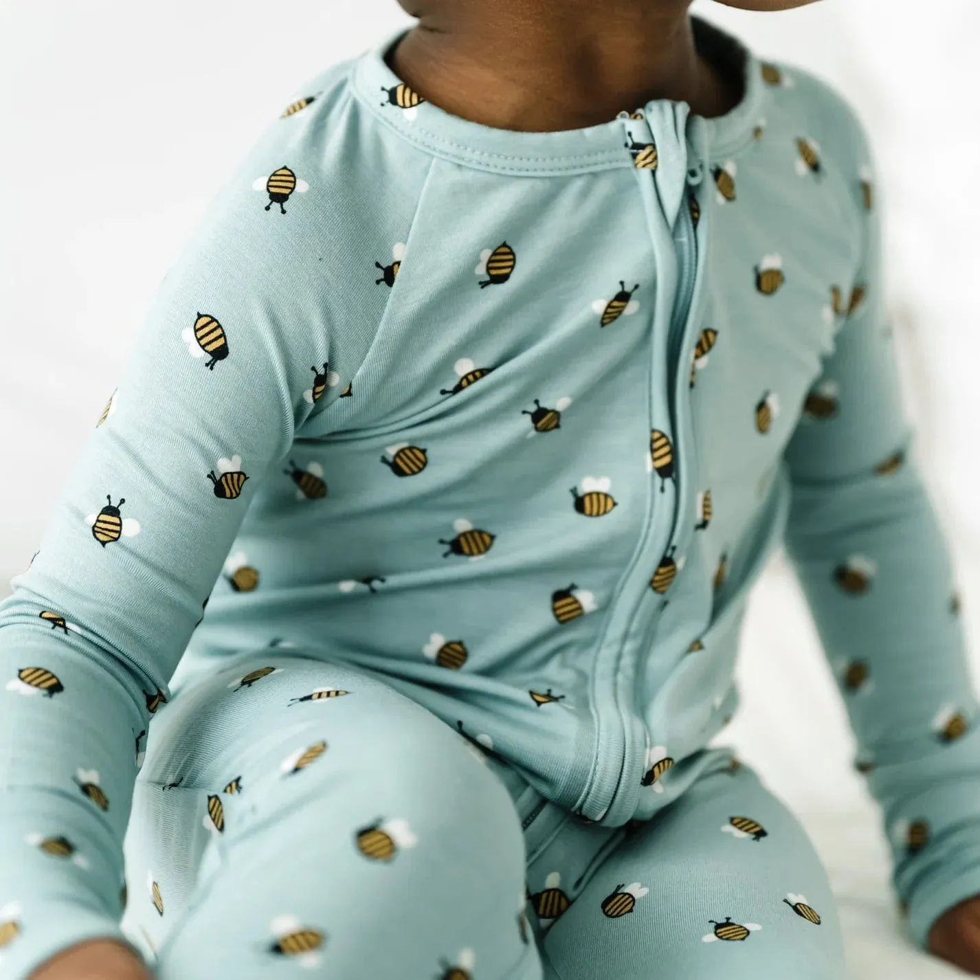 Blue Bees Zip Romper