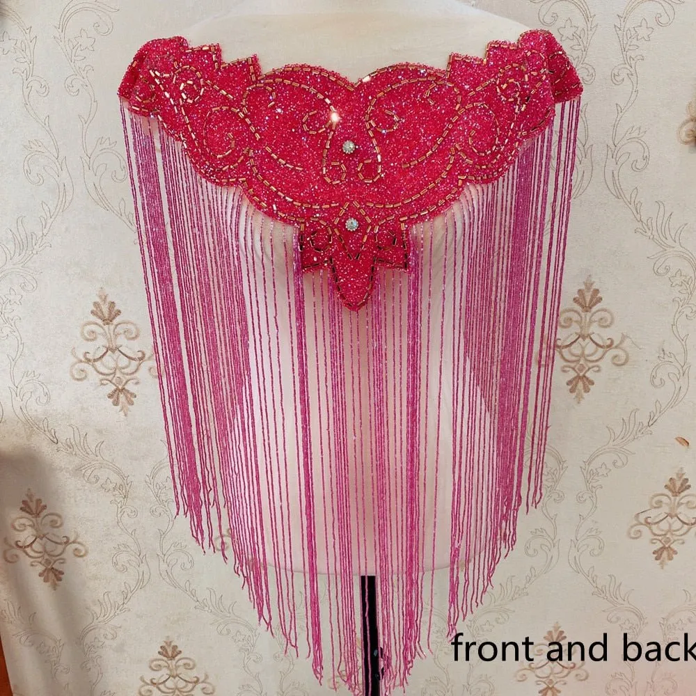 Bridal Wedding Party Rhinestone Crystal Beaded Sequin Glitter Full Body Sew On Patch Trim Applique / 35 COLOR DESIGNS