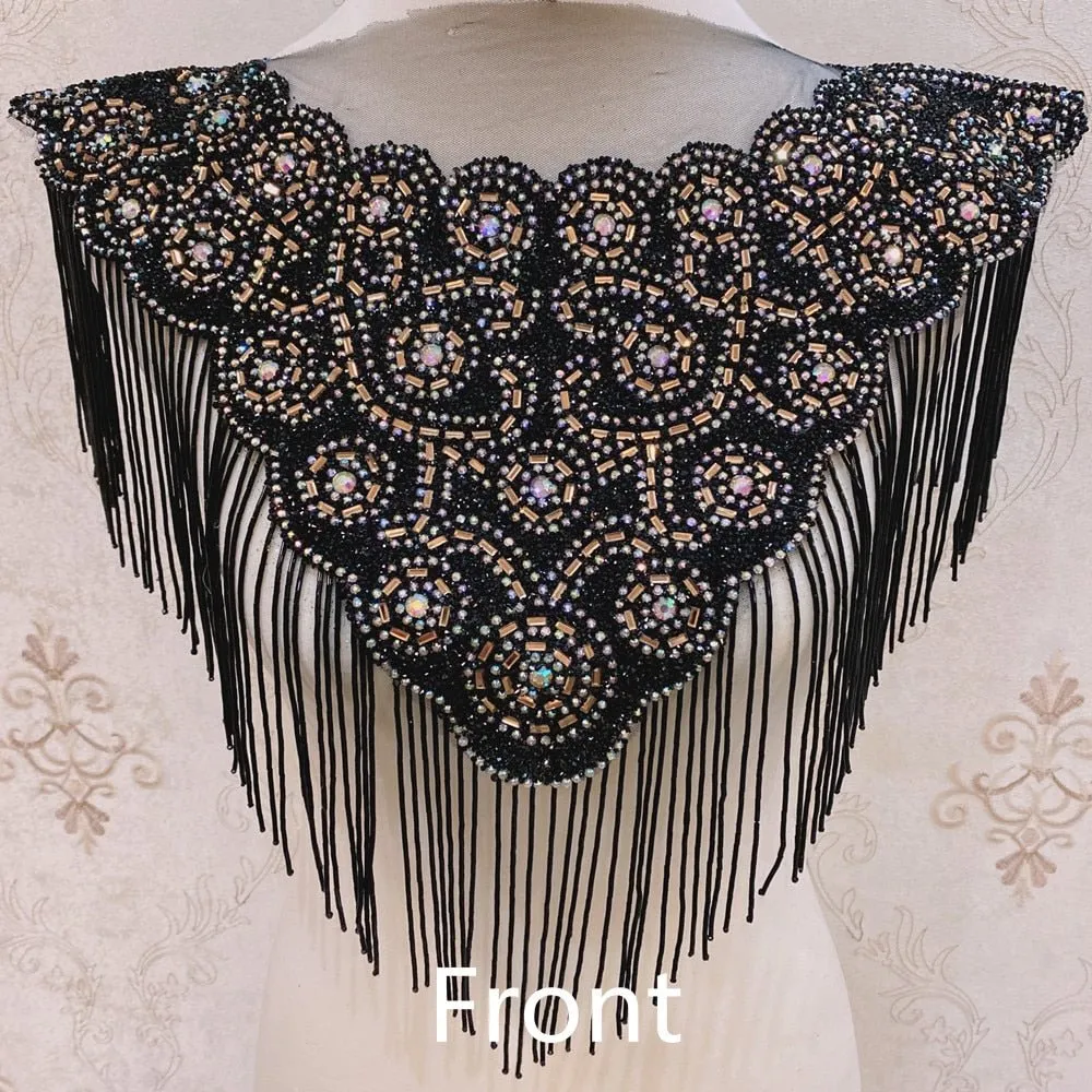 Bridal Wedding Party Rhinestone Crystal Beaded Sequin Glitter Full Body Sew On Patch Trim Applique / 35 COLOR DESIGNS