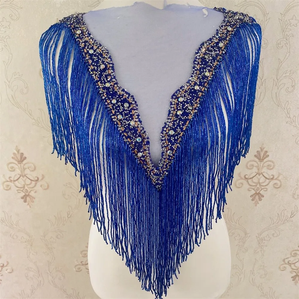 Bridal Wedding Party Rhinestone Crystal Beaded Sequin Glitter Full Body Sew On Patch Trim Applique / 35 COLOR DESIGNS