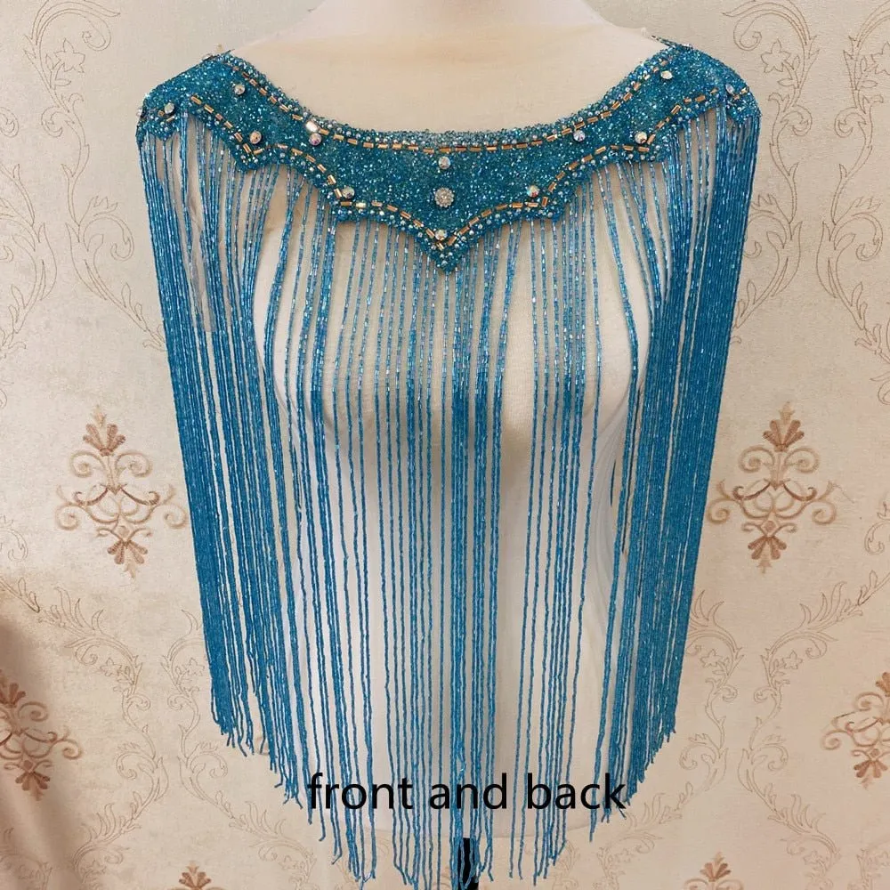 Bridal Wedding Party Rhinestone Crystal Beaded Sequin Glitter Full Body Sew On Patch Trim Applique / 35 COLOR DESIGNS