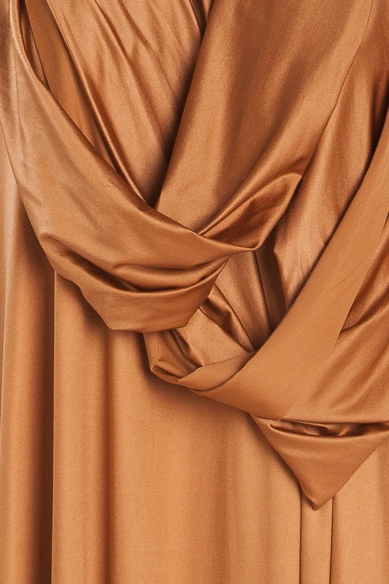 Butter By Nadia - Signature Wrap Bronze Drape Satin Ball Gown - One Size