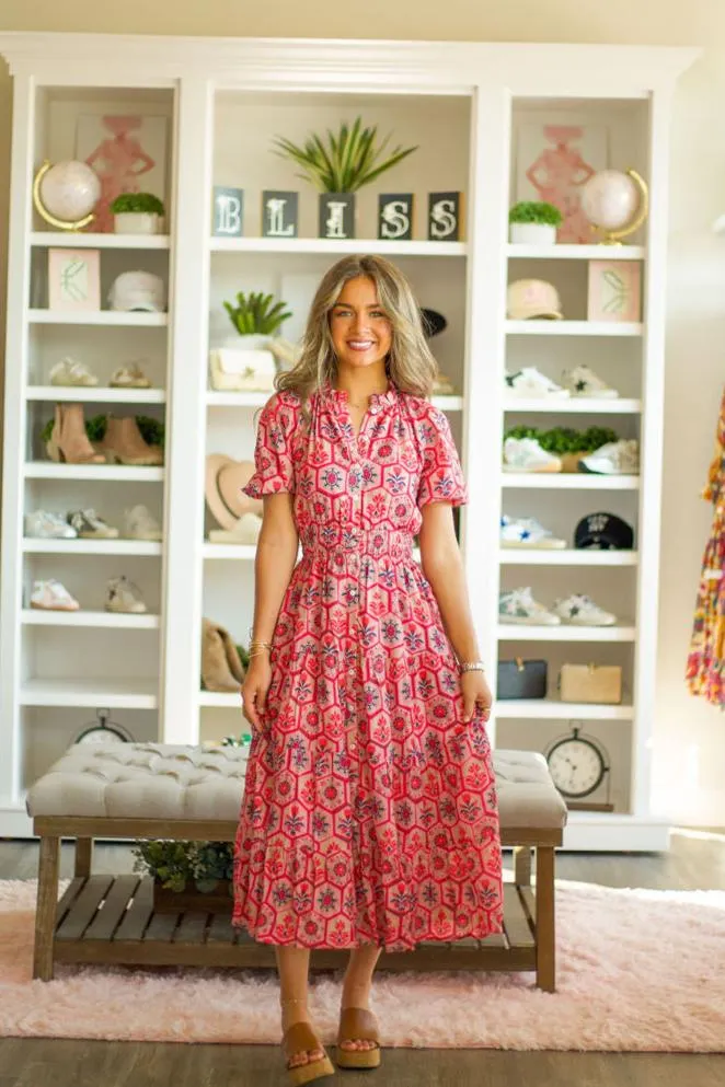 Button Up Print Dress
