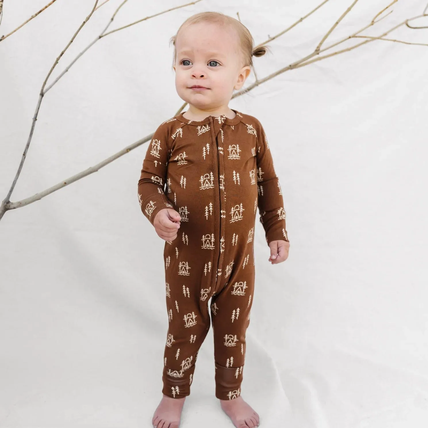 Cabin in Woods Zip Romper
