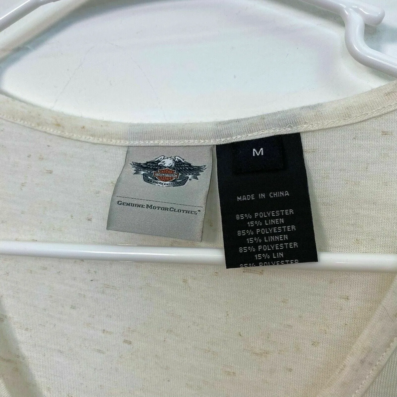 Captivating Harley-Davidson Womens V-Neck T-Shirt Graphic Studded Tied Waist Pre-Owned M Multicolor