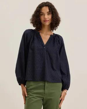 Carina L/S Poet Top in Navy