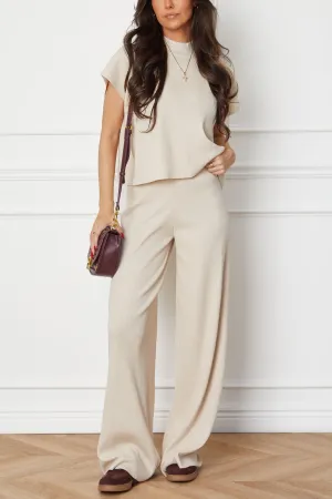Carlie Beige Top and Pants Set