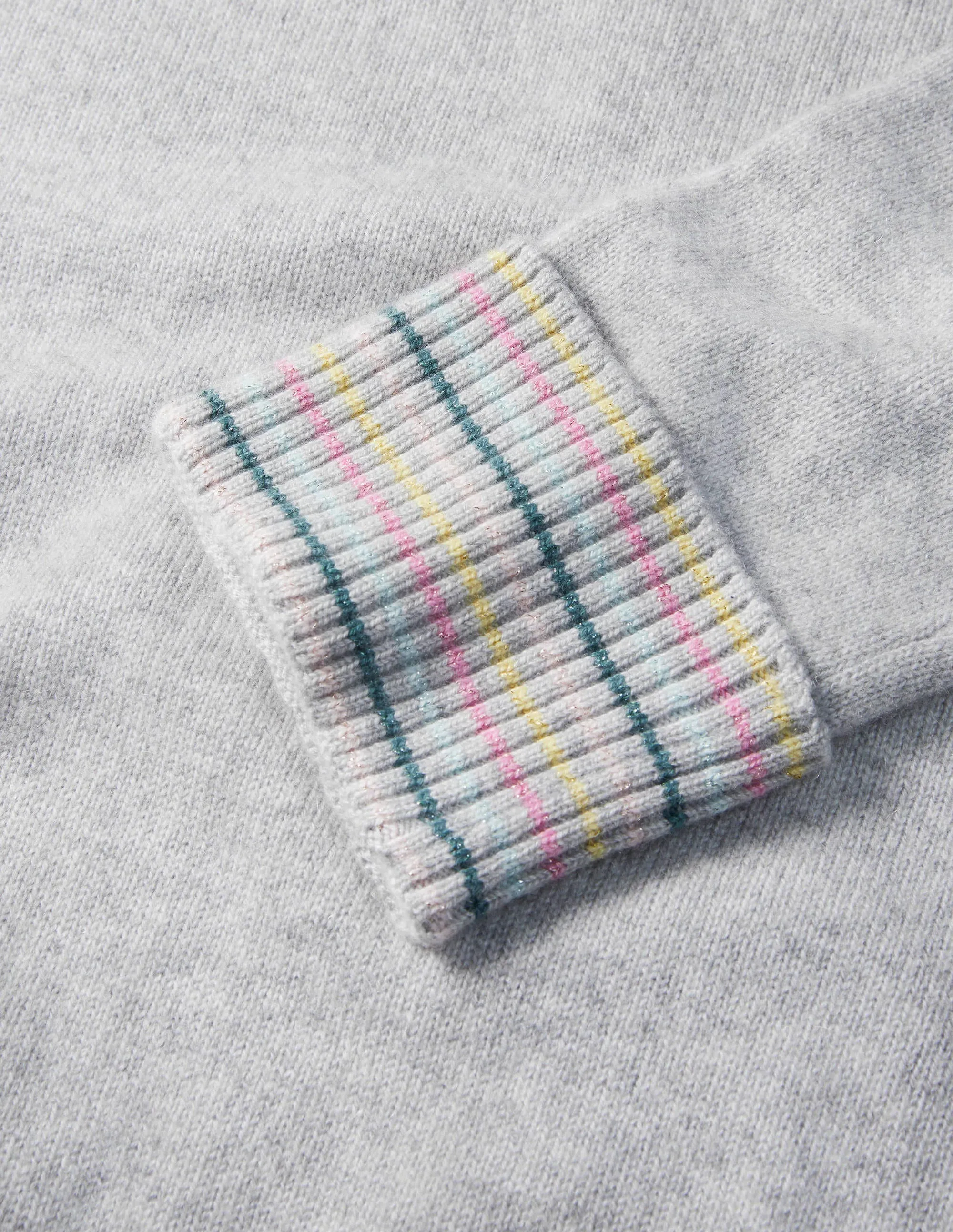 Cashmere Cuff Detail Jumper-Grey Melange