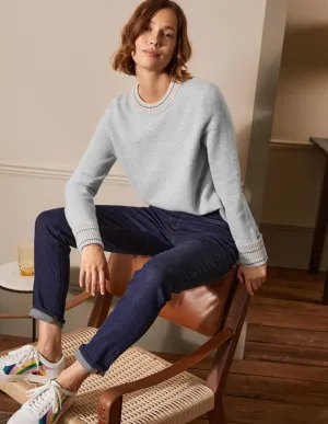 Cashmere Cuff Detail Jumper-Grey Melange