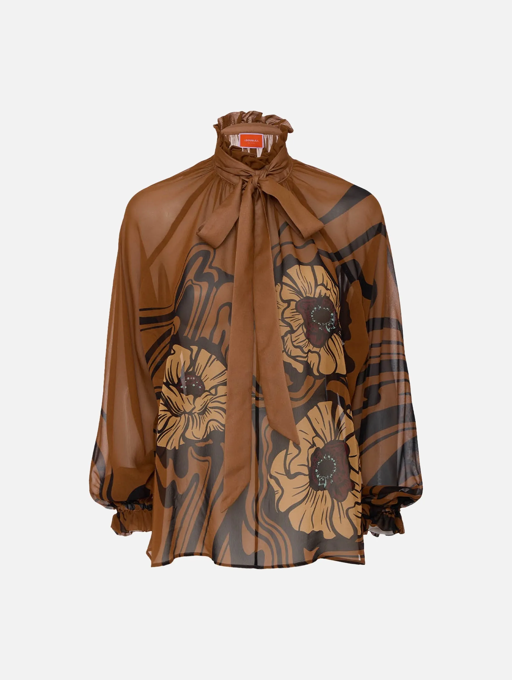 Cerere Silk Chiffon Blouse In Big Blooms Placée