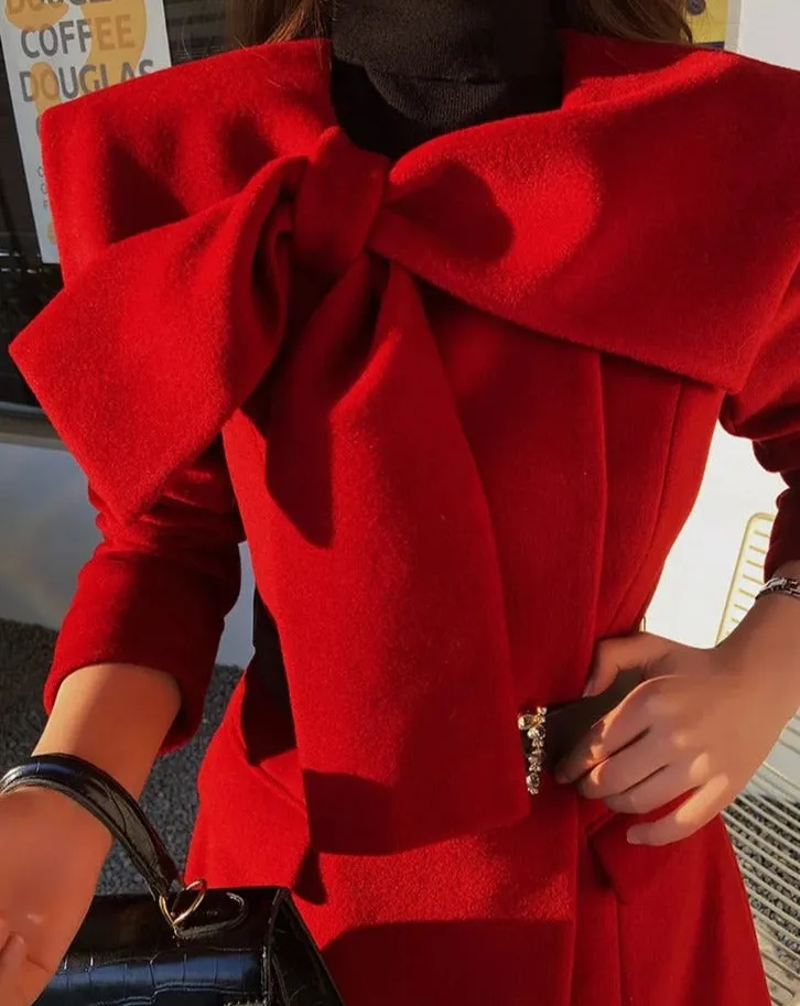 CHANELLE Oversized Tie Neck Detail Winter Coat