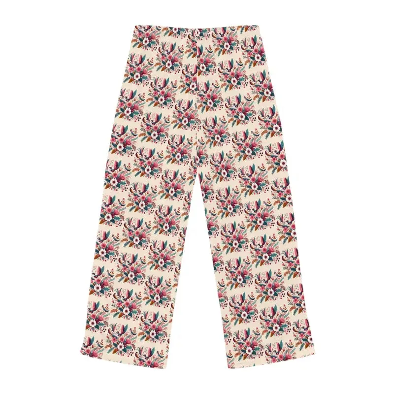 Chic Abstract Floral Pajama Pants on Polyester Jersey