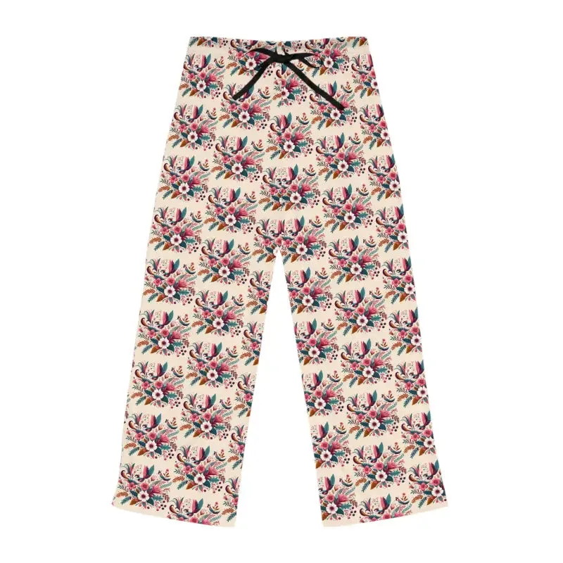 Chic Abstract Floral Pajama Pants on Polyester Jersey